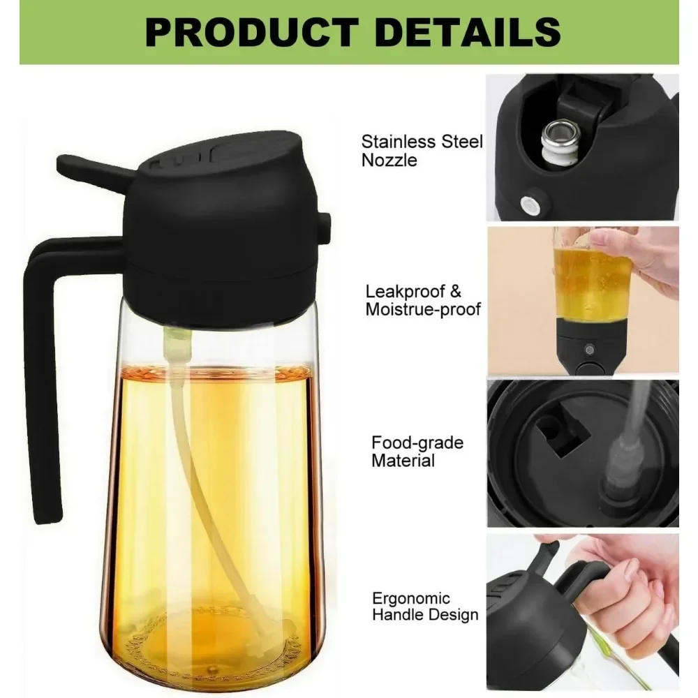 Oil Mister Spray Bottle - 2in1 Plastic Oil Sprayer 500ml Cooking